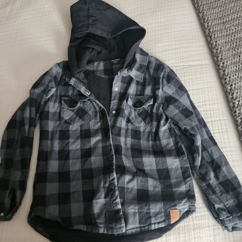 Little Bipsy Black/Gray Plaid Jacket - size 9-10